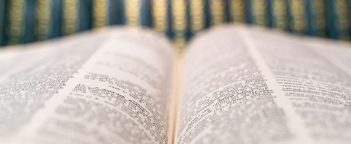 A close up and blurred photograph of an open book.